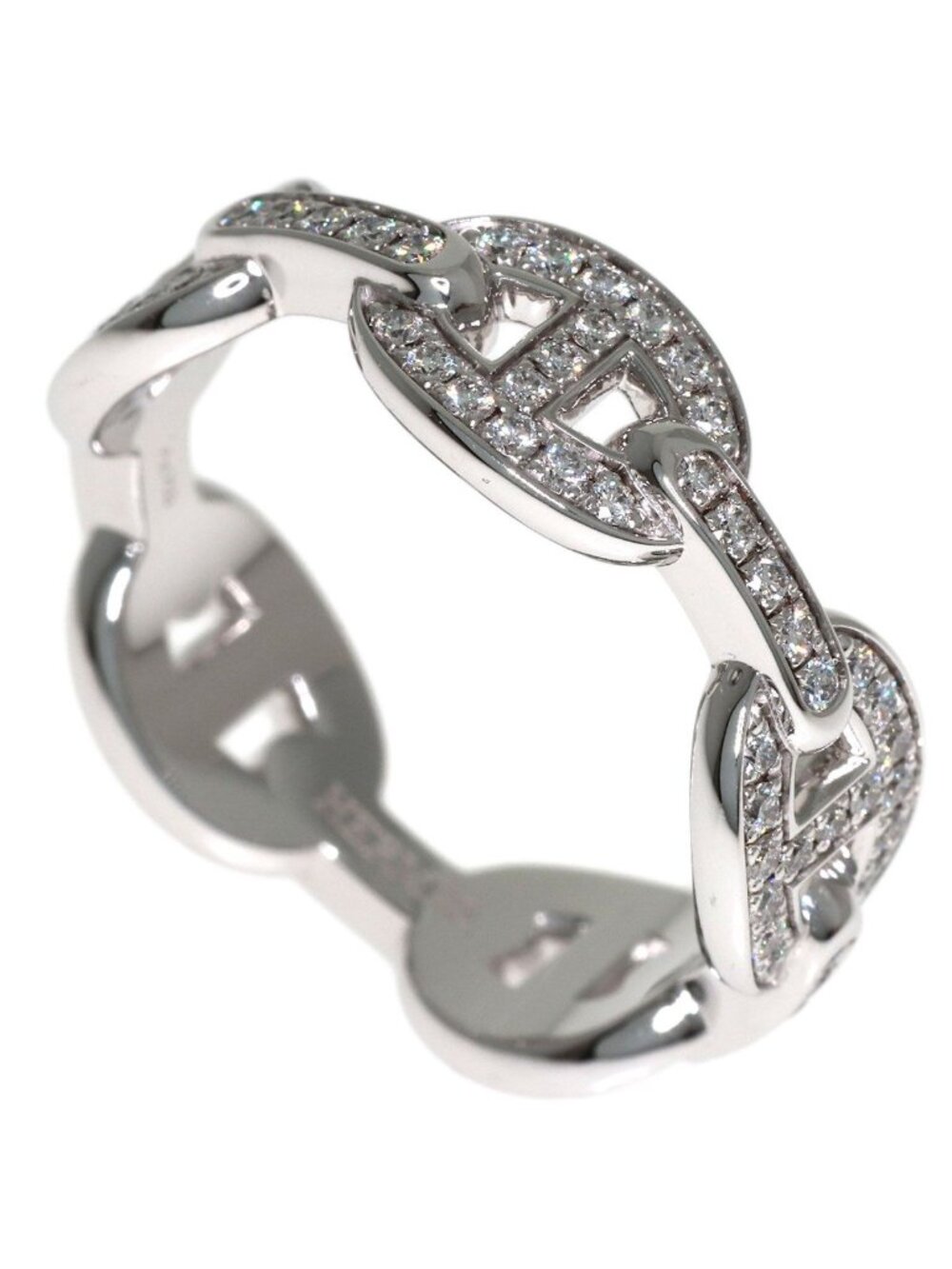 Hermes Chaine D'ancre Enchainee PM Diamond 56 Ring 18k White Gold
